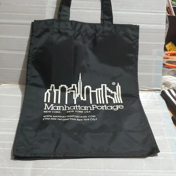 Manhattan Portage Bkack Nylon Grocery Y Shopping Tote Bag - Picture 6 of 10
